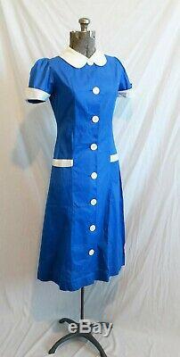 1940s Dead Stock Work Wear Waitress Factory Uniform Dress Cotton With Pockets Sz S