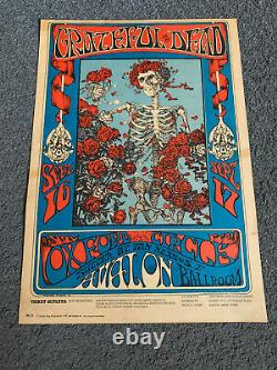 1966 Grateful Dead Skeleton & Roses Concert Poster REAL VINTAGE ONE