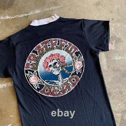 1970s VINTAGE 70s GRATEFUL DEAD SKELETON RINGER V-NECK T-SHIRT MEN SZ S 80s