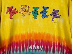 1985 GDM Grateful Dead T-Shirt XL Rare Vintage Yellow Tie Dye Dancing Bears