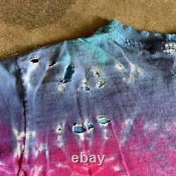 80s VINTAGE JERRY GARCIA TIE DYE T-SHIRT THRASHED SZ S THE GRATEFUL DEAD 70s