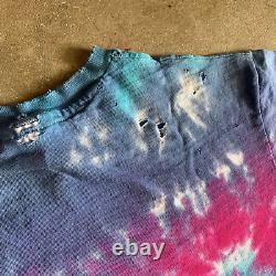 80s VINTAGE JERRY GARCIA TIE DYE T-SHIRT THRASHED SZ S THE GRATEFUL DEAD 70s