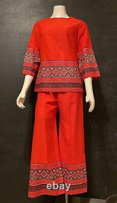 Alfred Shaheen Tribal Print Pant Outfit RARE Set Lounger Hostess Dead Stock Rare