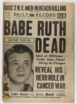 Babe Ruth Dead Original Vintage Antique Newspaper 1948