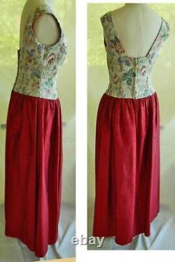 Dead Stock Fit Flare Gown Tapestry Bodice Corset Dress Backless Vintage 60s Nos