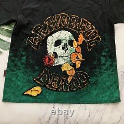 Dragonfly Grateful Dead Mens Vintage Camp Shirt Size L New Black Green Skull