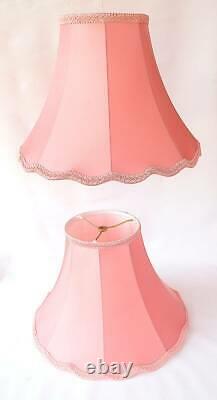 Drop Dead Gorgeous Vintage Pair French Chic Silk Bubblegum Pink Flared Lamp Shad
