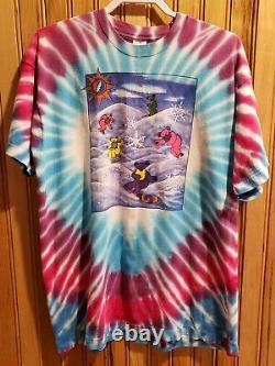 GRATEFUL DEAD Vintage 1990 Bears Snowboarding T Shirt Tie Dye Tour Concert Band