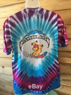GRATEFUL DEAD Vintage 1990 Bears Snowboarding T Shirt Tie Dye Tour Concert Band