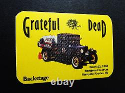 Grateful Dead Backstage Pass Vintage Milk Truck Hampton VA 3/22/85 3/22/1985