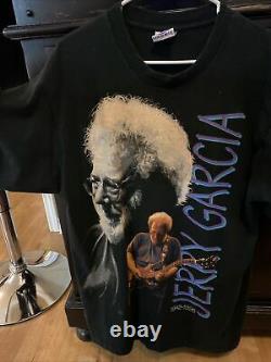 Grateful Dead Jerry Garcia Liquid Blue 1995 Memorial/Memorium Vintage XL Shirt