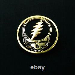 Grateful Dead Pin Vintage Steal Your Face Gold Black Pinback GDM Early 1990's