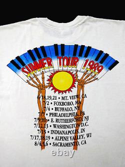 Grateful Dead Shirt T Shirt Vintage 1989 Summer Tour Keyboard Smoking Skeleton L