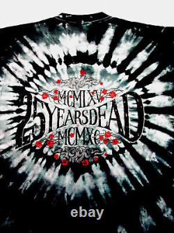 Grateful Dead Shirt T Shirt Vintage 1990 25 Years Dead Rose Black Tie Dye GDM XL