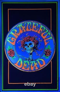 Grateful Dead Skull and Roses Vintage Black Light Poster 23 x 35