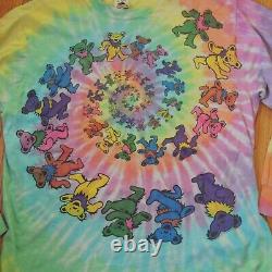 Grateful Dead Vintage 1989 T Shirt XL 80s Tie Dye Bears Long Sleeve Multicolor