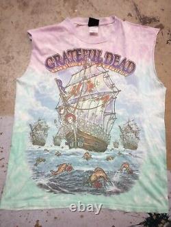 Grateful Dead Vintage 2000 T Shirt Large Double Sided Blue Purple Tank Cut Off