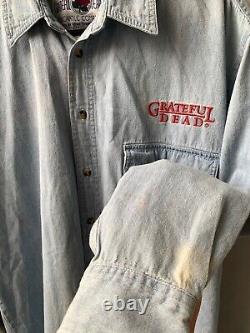 Grateful Dead Vintage Blue Denim Shirt Dancing Bears Mercantile Jean Size M