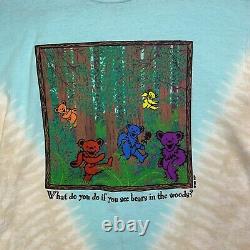 Grateful Dead Vintage Dancing Bears Play Dead Blue Tie Dye T-shirt Large 1998