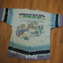 Grateful Dead Vintage Steal Your Face Off T Shirt Hockey Bears Liquid Blue Tie