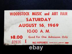 Grateful Dead Woodstock Ticket Vintage 1969 Music & Art Fair 8/16/69 Saturday