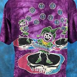 NOS vintage 90s GRATEFUL DEAD CONCERT JESTER TIE DYE T-Shirt XL rock tour