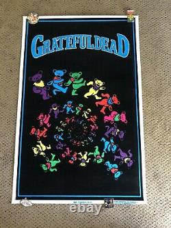 Original Vintage 1991 Grateful Dead Dancing Bears Black Light Poster Funky #860