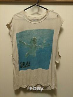 Original Vintage 90s Nirvana Nevermind T Shirt Size Large Sleeveless Worn Beat