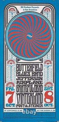 Original Vintage Poster Butterfield Blues, Jefferson Airplane, Grateful Dead