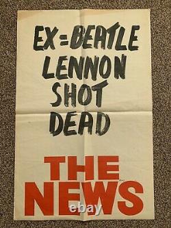 Original vintage JOHN LENNON shot dead newspaper hoarding poster THE BEATLES