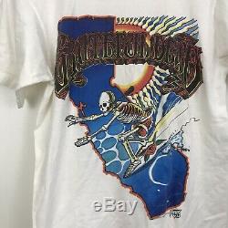 RARE Vintage 80s GRATEFUL DEAD Surfing Skeleton T Shirt Rick Griffin Art- Med