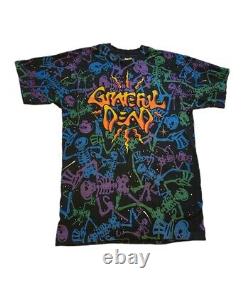 Rare Vintage 1992 Grateful Dead Tour Shirt All Over Skelton Print