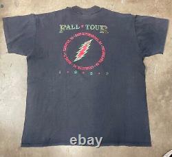 Rare Vintage Grateful Dead 1989 Fall Tour Double Sided Shirt XL Hippie Black