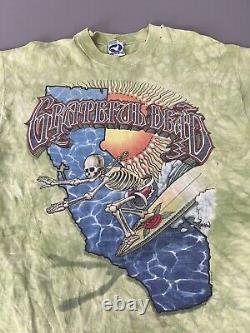 Rare Vintage Grateful Dead Surfing California Tie Dye Liquid Blue Shirt Large 95