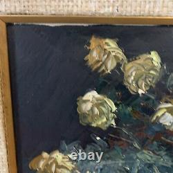 Still Life Oil Painting Dead Dying Flowers 21x18 Signed Vintage Antique