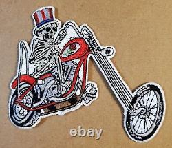 VINTAGE Embroidered GRATEFUL DEAD Patch SAM on CHOPPER Motorcycle VERY RARE