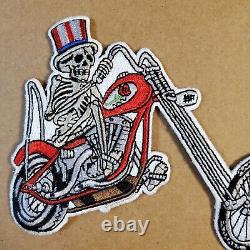 VINTAGE Embroidered GRATEFUL DEAD Patch SAM on CHOPPER Motorcycle VERY RARE