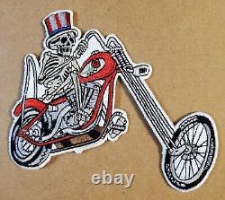 VINTAGE Embroidered GRATEFUL DEAD Patch SAM on CHOPPER Motorcycle VERY RARE