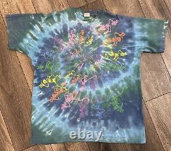 VINTAGE GRATEFUL DEAD DANCING SKELETONS 1990 TOUR TIE DYE SHIRT ORIGINAL XL Lesh