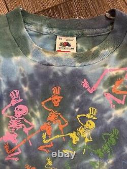 VINTAGE GRATEFUL DEAD DANCING SKELETONS 1990 TOUR TIE DYE SHIRT ORIGINAL XL Lesh