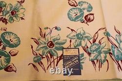 VINTAGE Kitchen TABLECLOTH 1940'S 53 x53 Dead Stock Biltmore Hand Printed Green