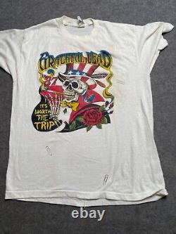 VTG 1987 Grateful Dead Bob Dylan Alone + Together Graphic T-Shirt Size XL