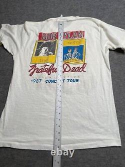 VTG 1987 Grateful Dead Bob Dylan Alone + Together Graphic T-Shirt Size XL