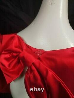 VTG 80s 90s Prom Dress Sz 7 NWT Dead Stock Red Satin Runched Formal
