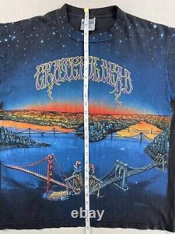VTG Grateful Dead All Over Print Deadset T Shirt San Francisco Bridge L Brockum