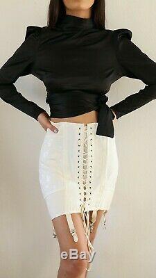 Vintage 1940s fan-laced corset girdle skirt in size 28 DEAD STOCK! CREAM COLOR