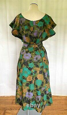 Vintage 1950s 1960s Dead Stock Dress Cotton Floral Print by Mary Mac 42 XL NOS