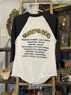 Vintage 1980 Grateful Dead Two Sided B&W Baseball Tour T-Shirt USA Made Signal M