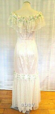 Vintage 1980s Evening Gown Edwardian Wedding Dress 36 37 M Loralie Dead Stock