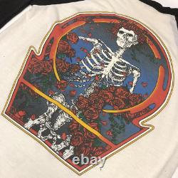 Vintage 1980s Grateful Dead 3/4 Sleeve Raglan Shirt Skull Steal Your Face Tour